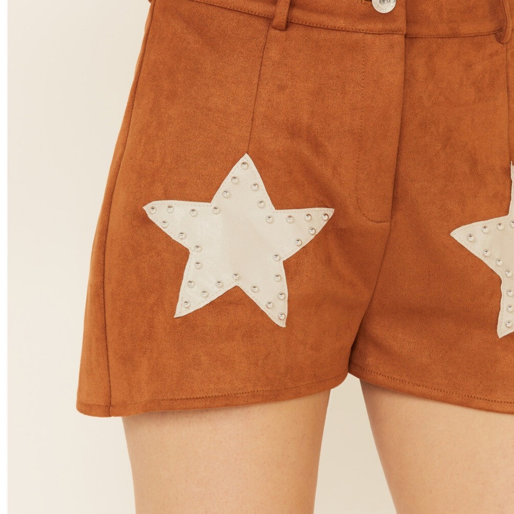 Brown Star-Embellished Women Shorts